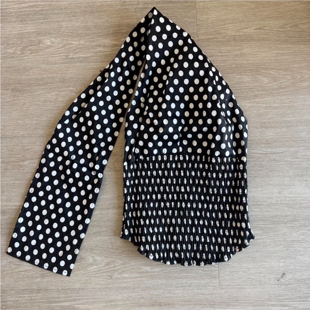 With Jean Black and White Polka Dot Blouse